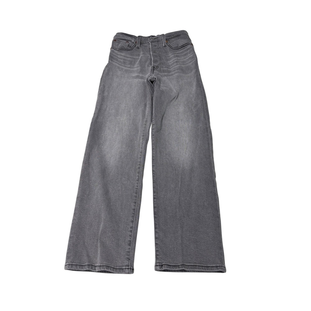 Levis Ribcage Straight Ankle Jeans Gray High Rise Womens W25 L27 72693-0097